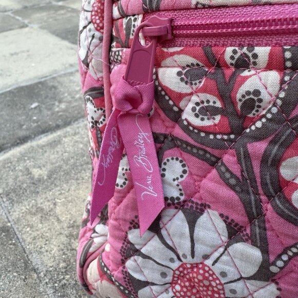 Vera Bradley Tote Shoulder Bag Pink Blush Floral Medium Zipper Closure - Picture 7 of 13